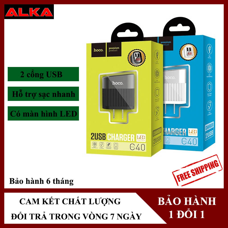 Cóc sạc nhanh củ sạc nhanh 2.4a hoco c40 alka shop