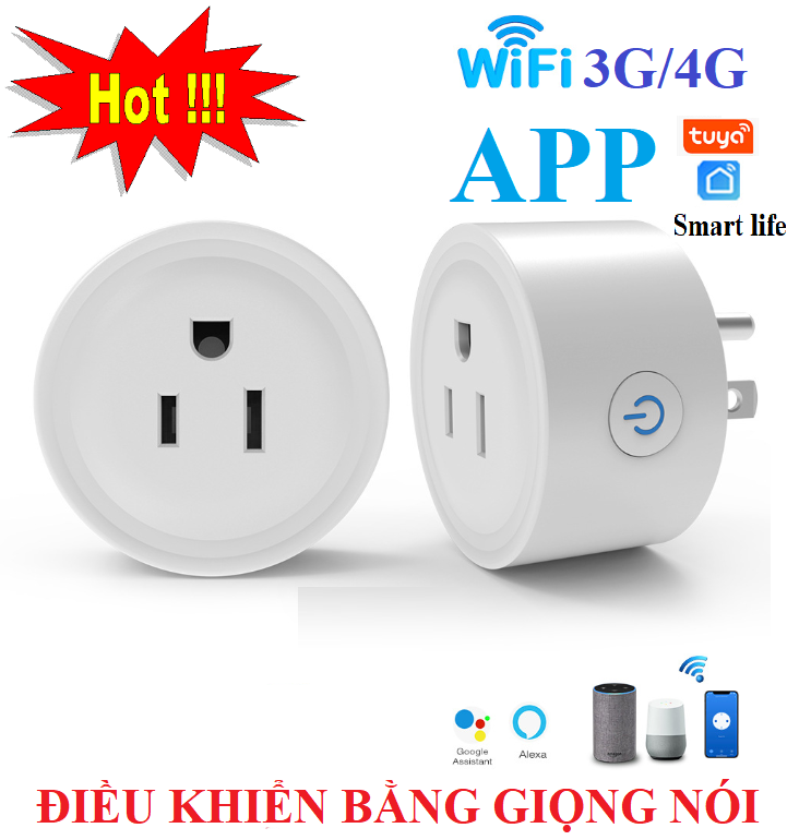 Ổ cắm điện thông minh kết nối wifi 3G 4G zigbee dùng App Smart life hoặc TUYA hẹn giờ bật tắt điều khiển bằng giọng nói