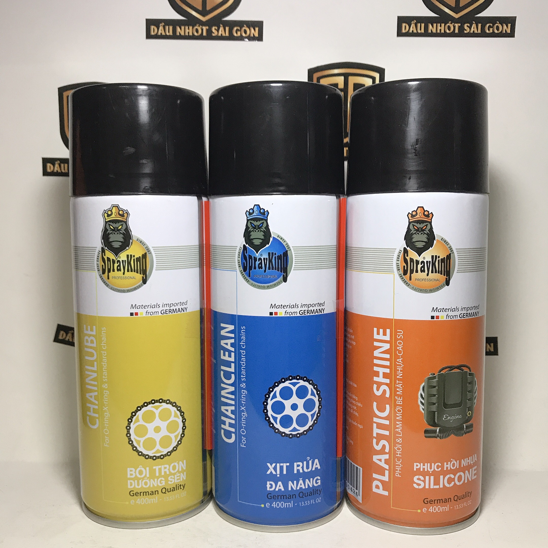 Combo 3 chai dưỡng sên rửa sên phục hồi nhựa nhám bóng lốp Sprayking spray king 400ml