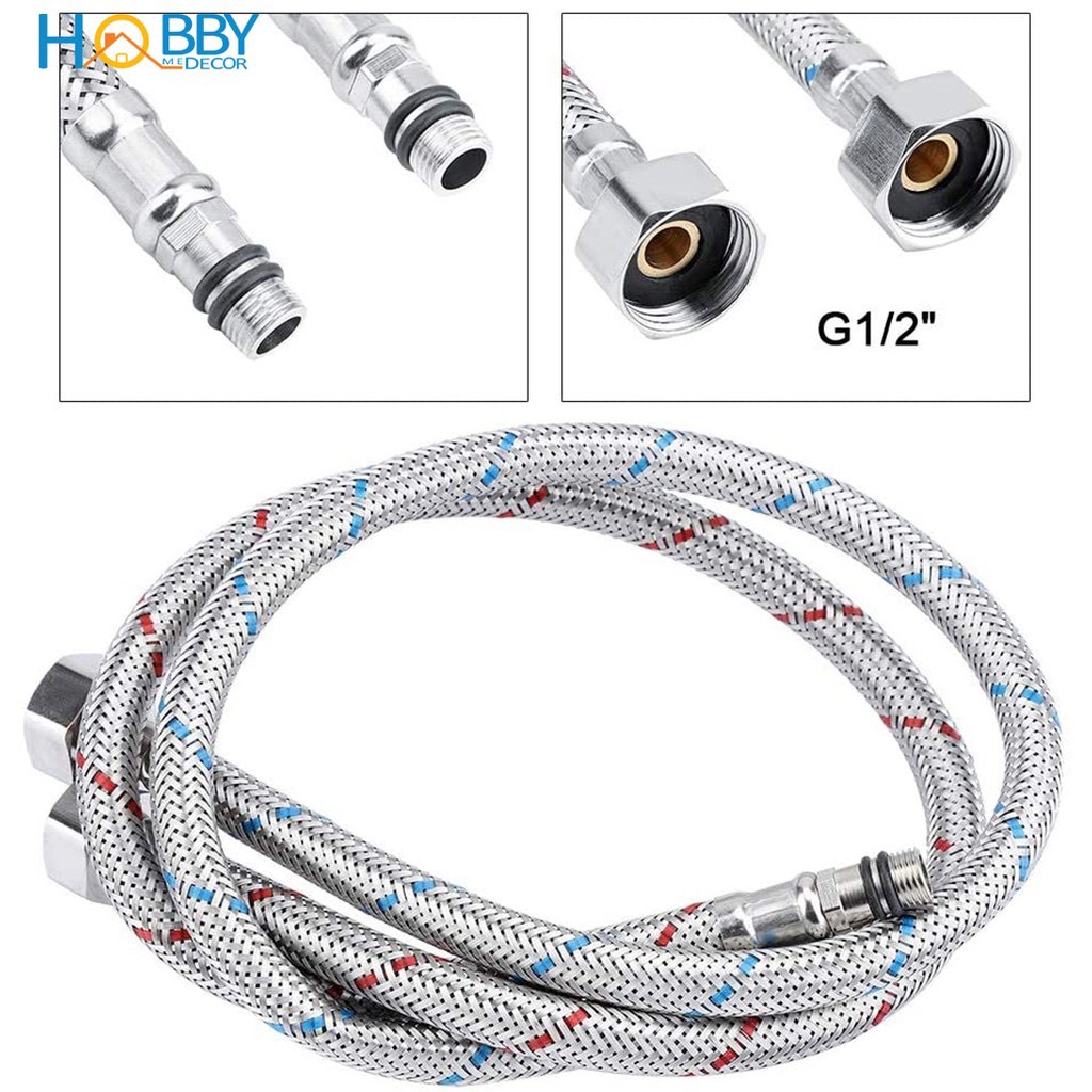 Dây cấp nước nóng lạnh inox bộ 1 cặp 2 sợi dài 50cm 60cm 80cm dùng cho vòi rửa chén vòi rửa mặt nóng lạnh