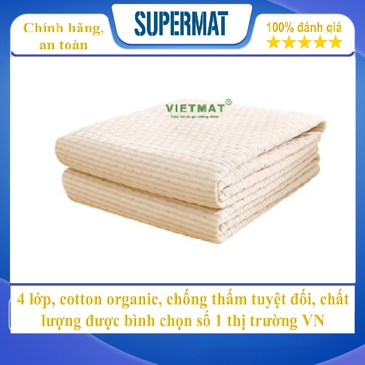 Size 60x90cm - Tấm lót chống thấm cho bé cotton 4 lớp Supermat
