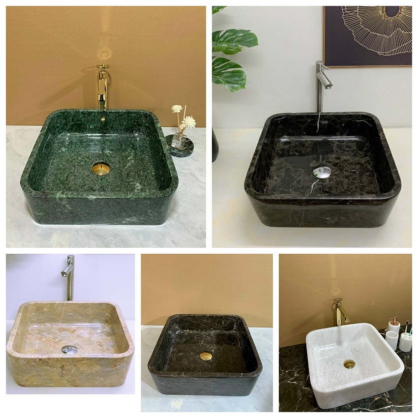 Chậu lavabo đá tự nhiên đặt bàn phù hợp với phong cách thiết kế Đông Dương