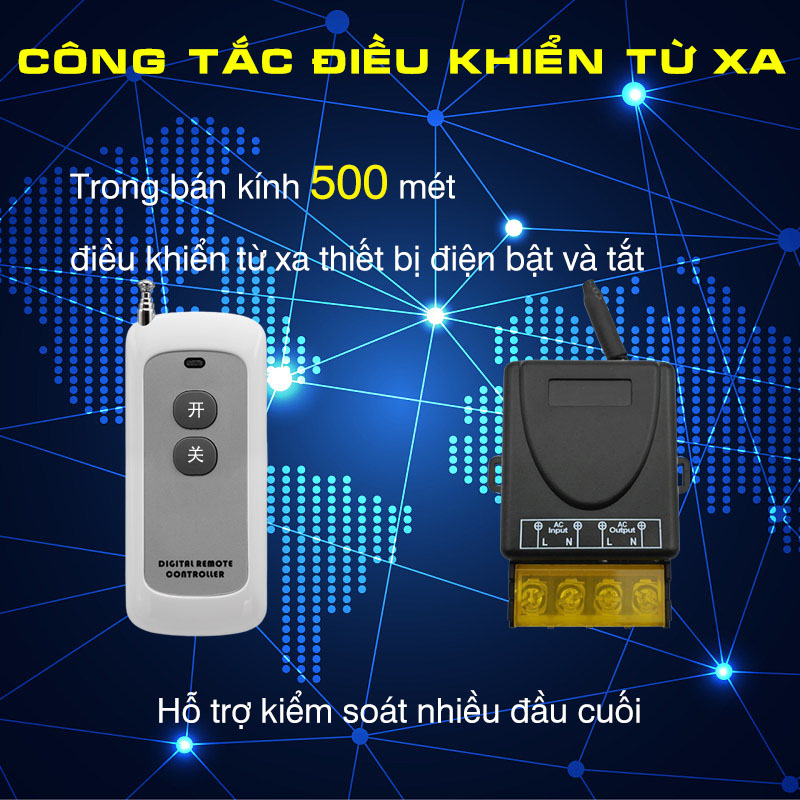 công tắc từ xa Bộ công tắc điều khiển từ xa 500 mét dòng điện một chiều 12V24V48V30A1440W