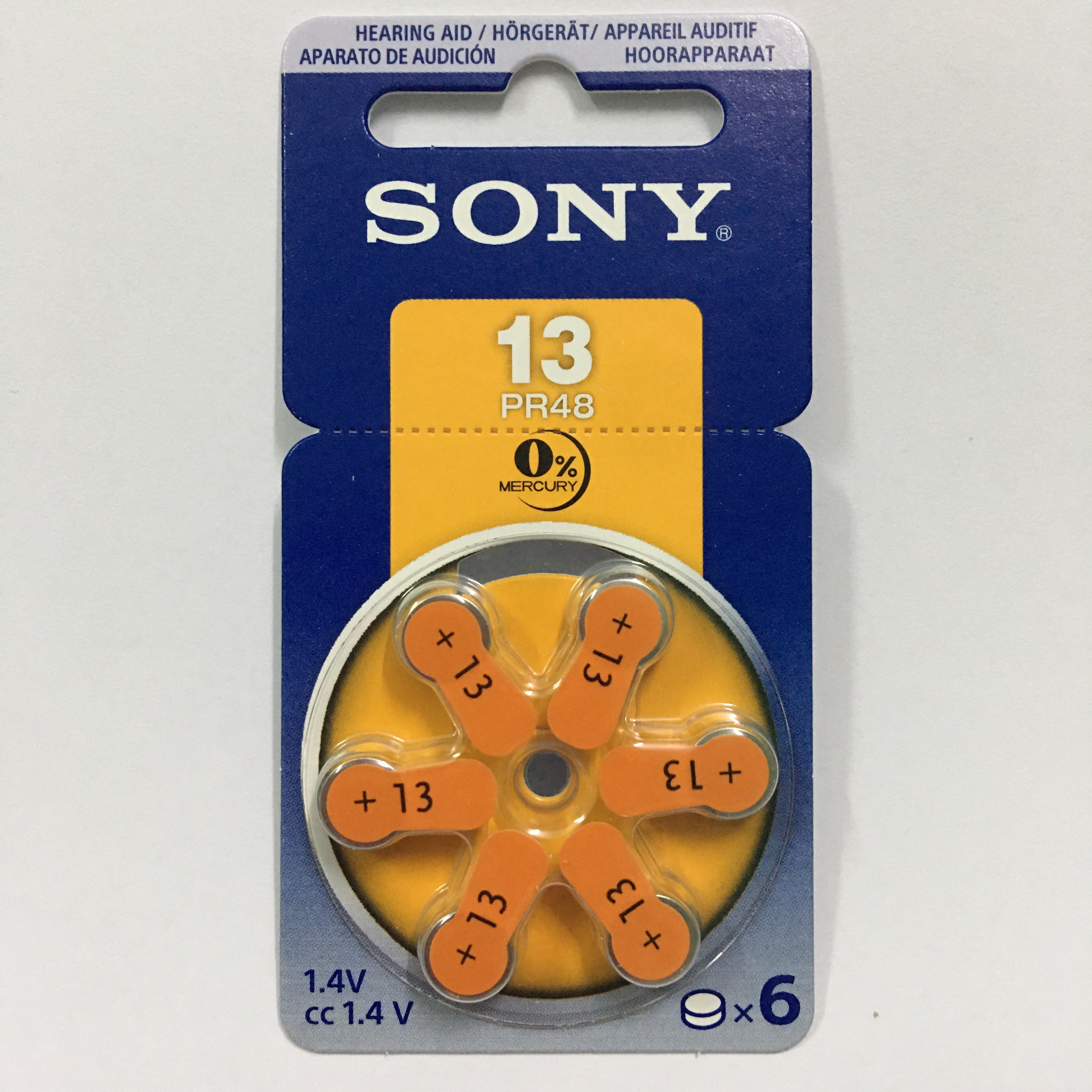 Pin trợ thính sony 13 pr48 chính hãng vỉ 6 viên