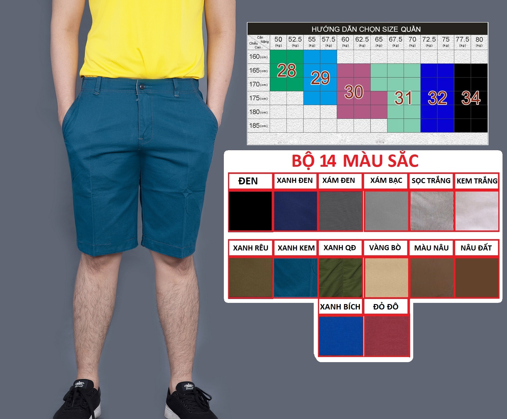 Quần sọt kaki nam