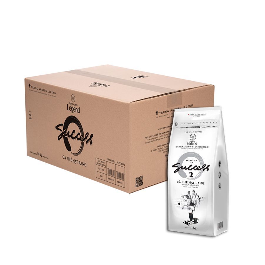 [Nguyên Thùng HSD 3/2027]  Cà Phê Hạt Pha Máy Trung Nguyên Legend Success 1, 2 (10 Túi x 1kg) - Chuyên Dùng Quán Cafe