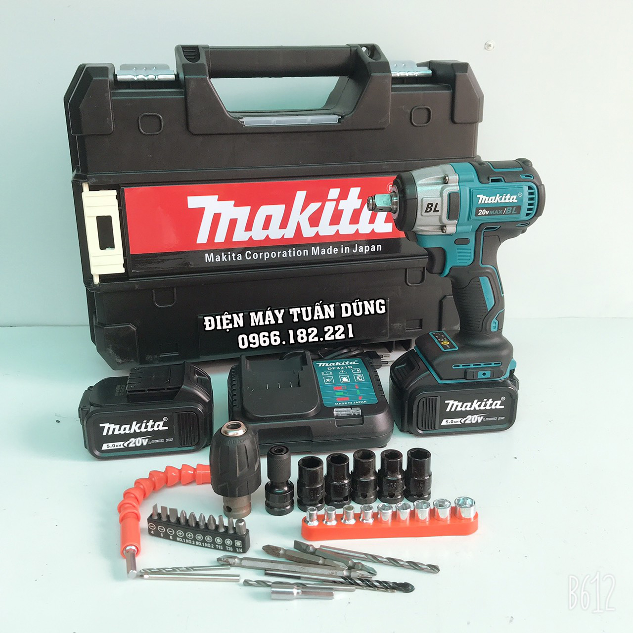 Máy siết bulong dùng pin không chổi than MAKITA 650NM - Tặng 1 đầu chuyển bulong sang khoan + 1 đầu chuyển bắt vít + 5 khẩu + 29 CT