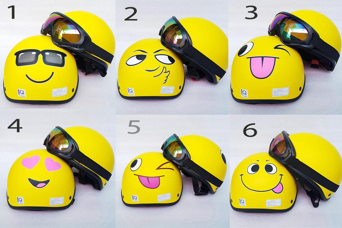 [HCM]NÓN BẢO HIỂM NỮA ĐẦU - ICON MẶT CƯỜI - KÈM KÍNH UV 7 MÀU ĐẠT CHUẨN CR