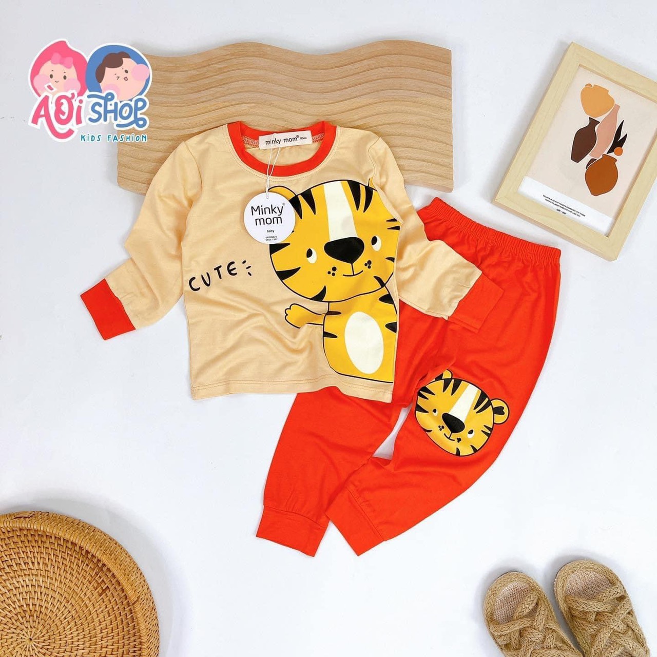 Bộ dài tay bé trai, bé gái Minky Mom in hình thú (vải thun lạnh) size 3-18kg - 3