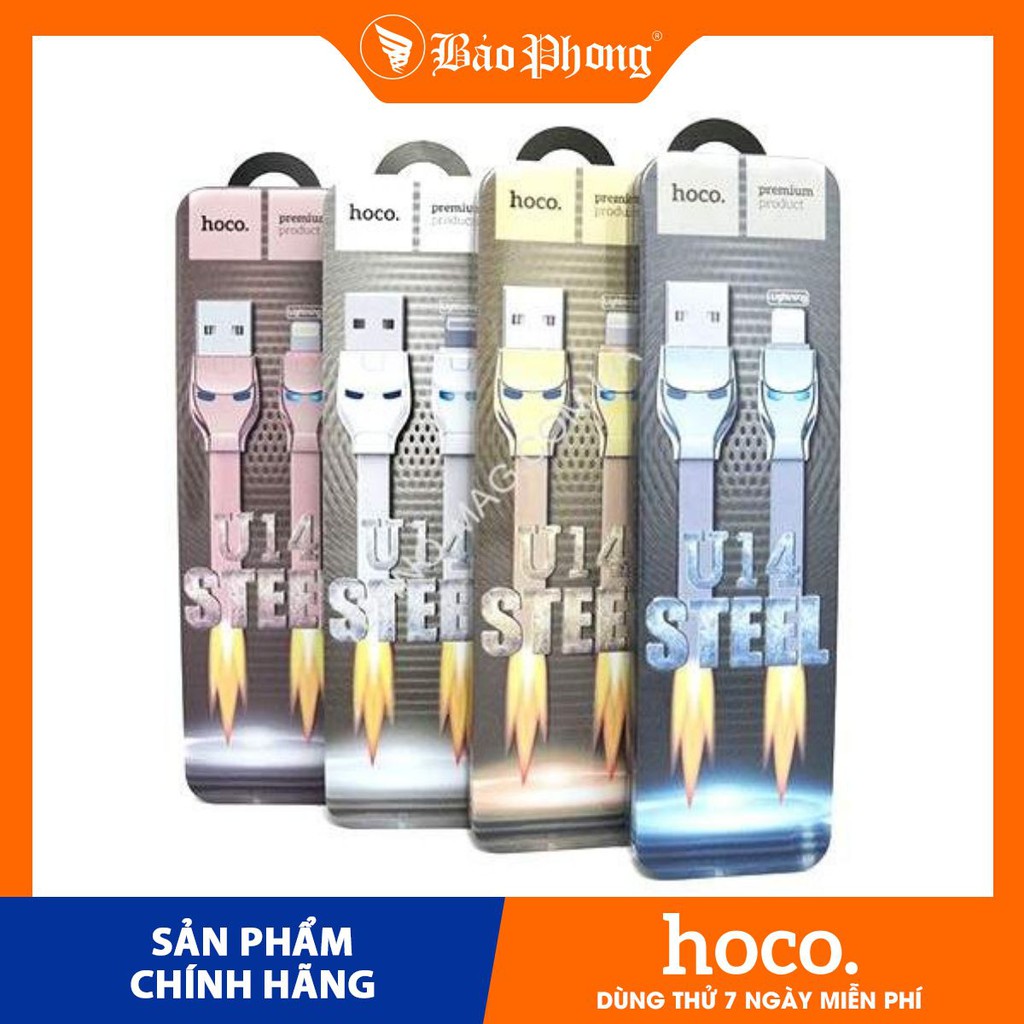 Cáp sạc hoco u14 steelman chân lightning / type c / micro