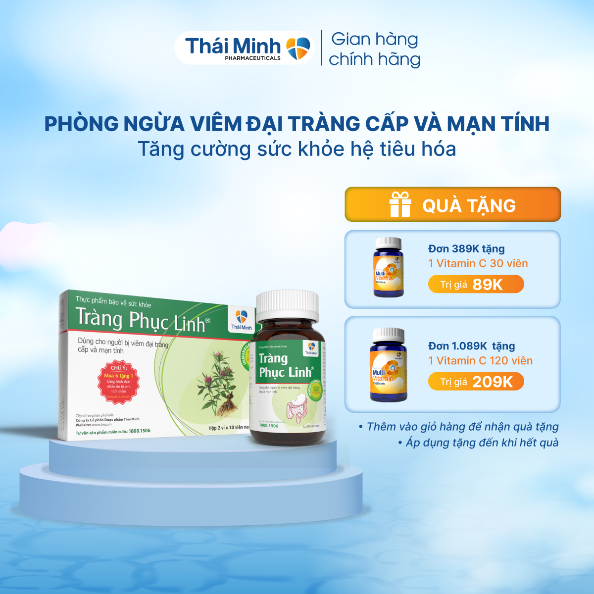 Tràng phục linh thái minh - dùng cho người bị viêm đại tràng cấp, mãn tính - hộp 20 viên & lọ 80 viên