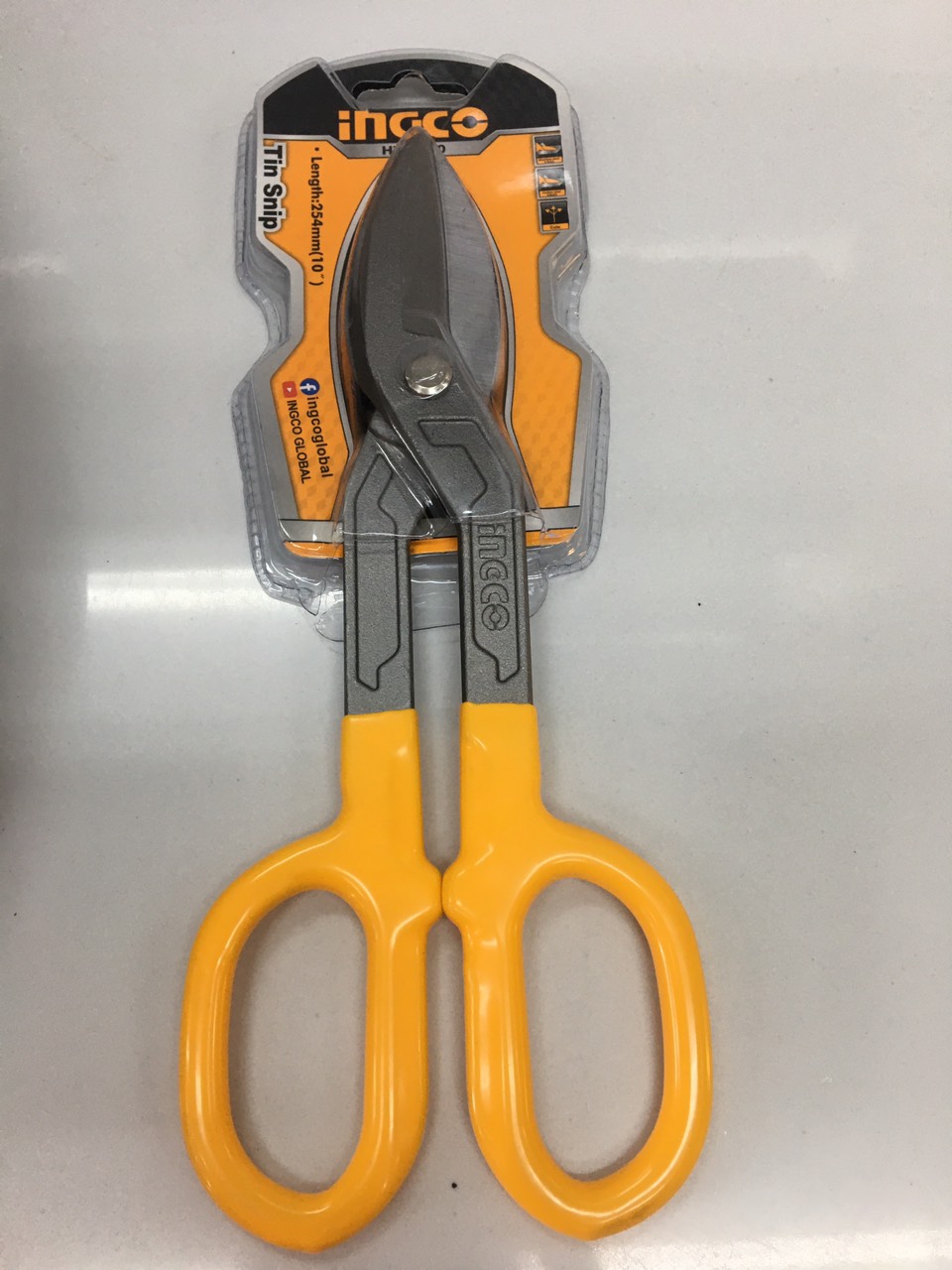 Kéo cắt tôn Ingco nhỏ 10 inch HTS0410, kéo cắt tole siêu bền, siêu bén