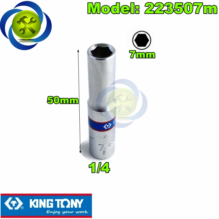 Tuýp 7mm 1/4 có 6 cạnh kingtony 223507m dài 50mm