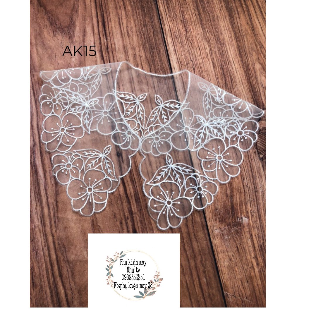 Cổ thêu lá sen trắng hoa xinh xinh đẹp