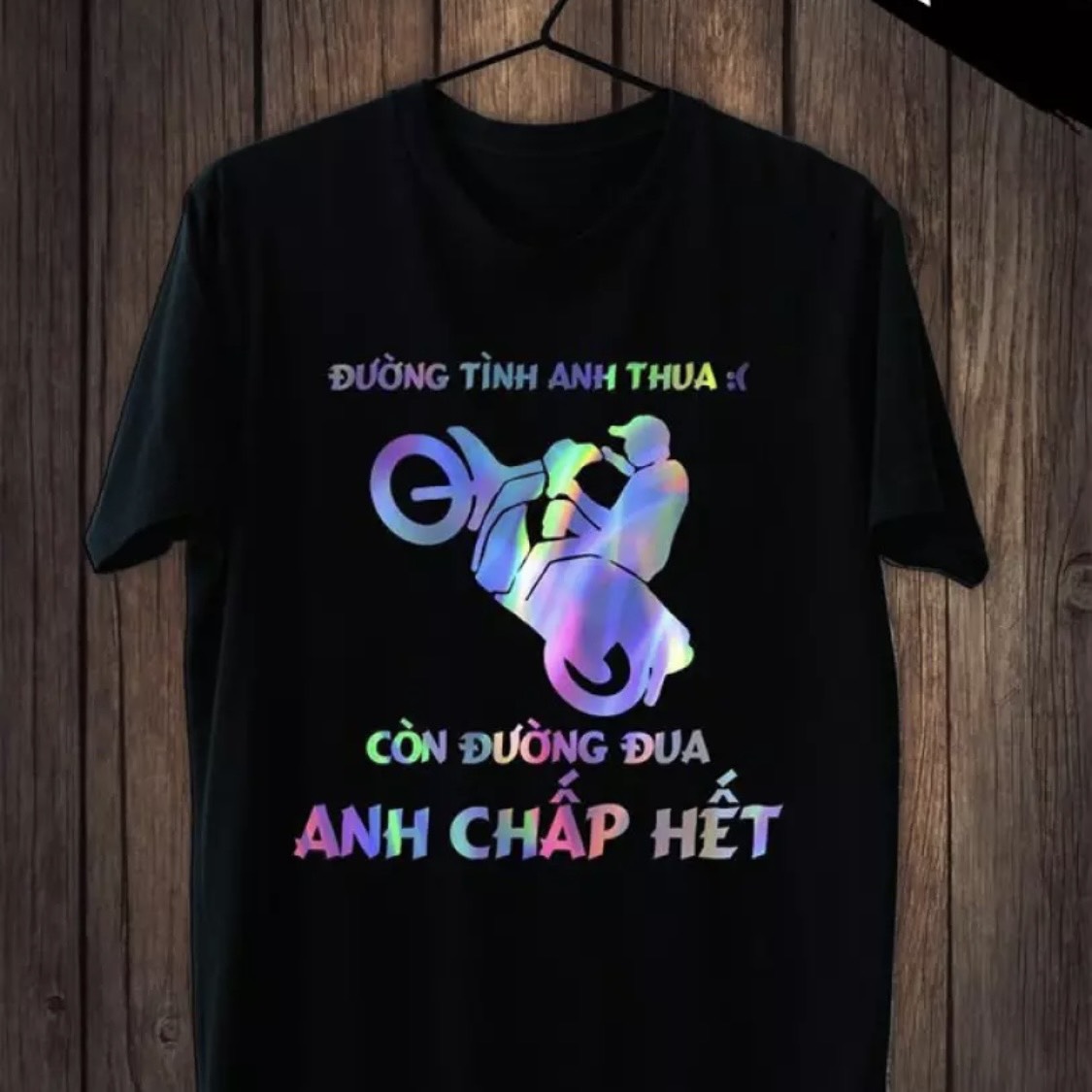 Áo thun màu đen phản quang in hình siêu chất cho nam nữ