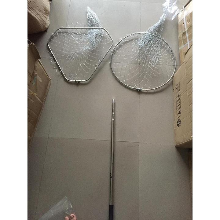 Vợt câu cá inox 1m9,2m1,2m5,3m0 đủ mẫu tròn và lục giác