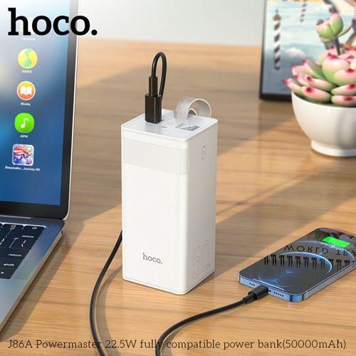Sạc pin dự phòng 22.5w hoco j86a sạc nhanh pd20w dung lượng 50000mah tích hợp màn hình led và đèn pin