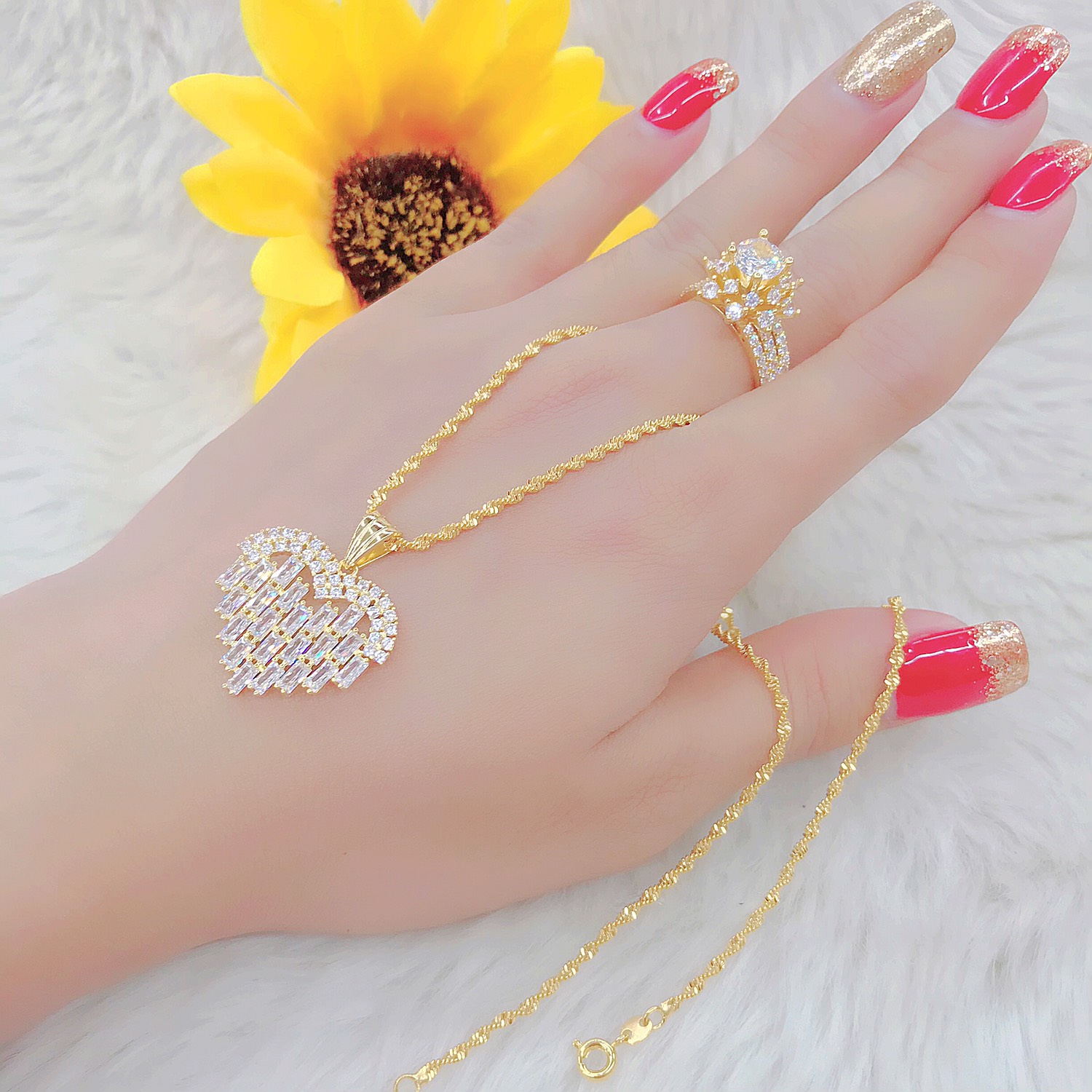 Dây Chuyền Nữ, Dây Chuyền Nữ Đẹp,  Dây Chuyền Nữ Mạ Vàng 18K Hình Trái Tìm Thạch Nhũ ( 01 dây + 01 mặt ) - 06611.03 -Tubi Cony -  Tặng Kèm Hộp Đẹp M999 - Bao trả hàng nếu sản phẩm không giống hình