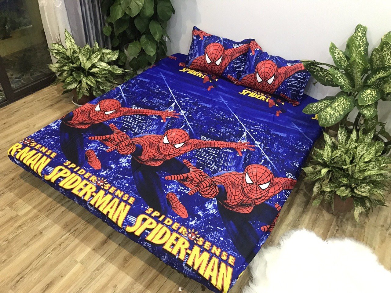 Bộ ga gối cotton poly 3 món họa tiết người nhện