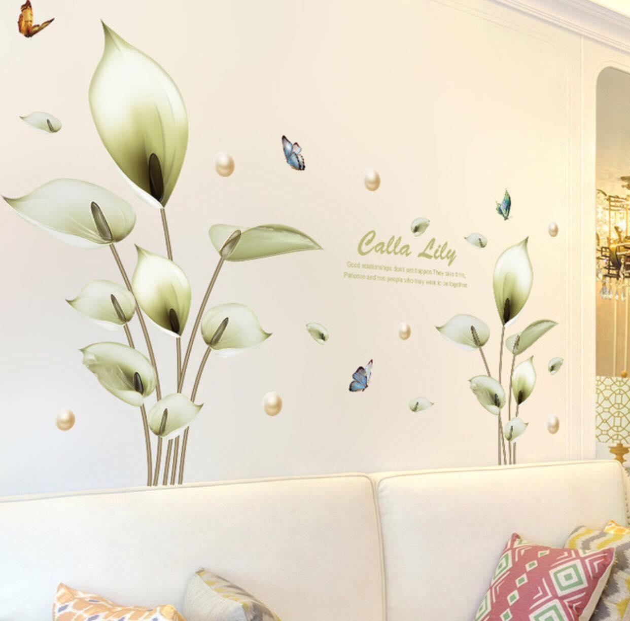 Decal dán tường mẫu cây lá 3D trang trí