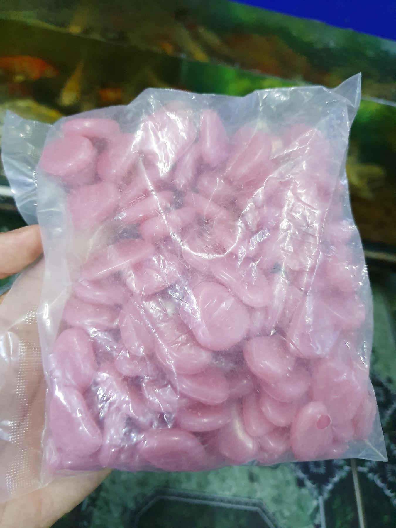 "hoàn tiền đến 10%" bịch 100 viên đá dạ quang màu hồng trang trí hồ cá non bộ