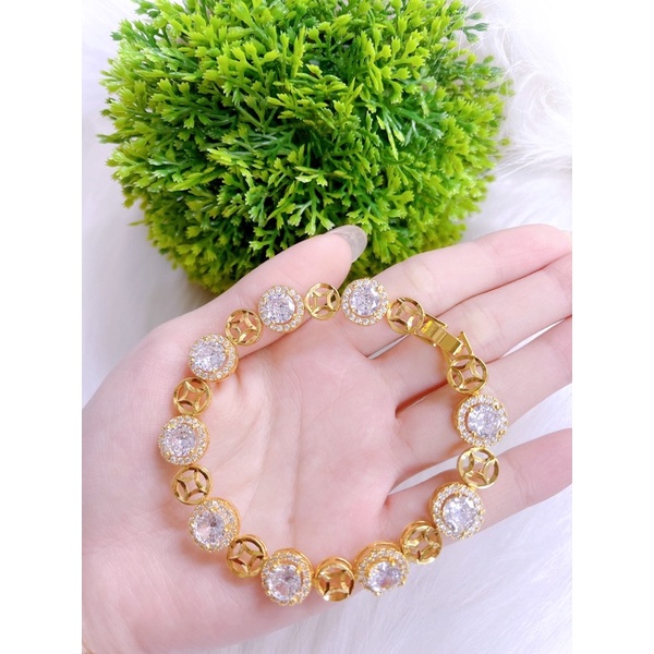 Lắc tay kim tiền khoá bấm hàng nhập cao cấp