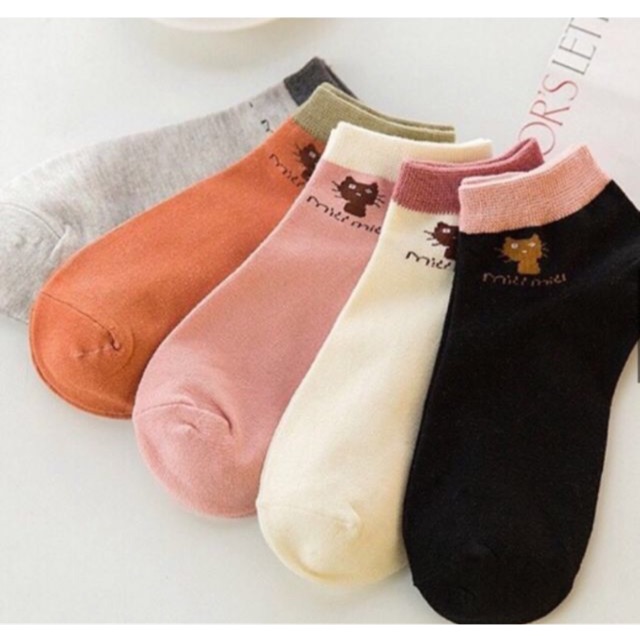 Tất nữ cổ ngắn💖free ship💖set 5 tất mèo cổ ngắn