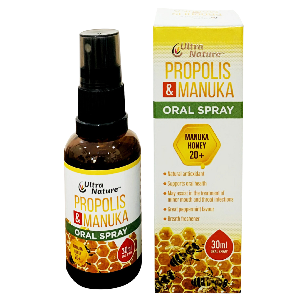 Xịt họng keo ong Úc Ultra Nature Propolis&Manuka Oral Spray 30ml