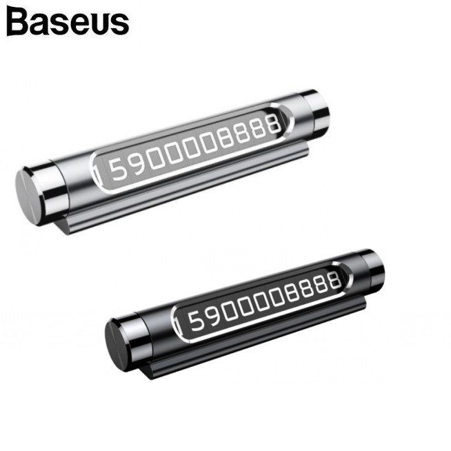 Bảng số Điện thoại cao cấp vỏ kim loại đặt trên xe hơi ôtô - Baseus ACNUM biển báo số Điện thoại đặt trên taplo ôtô xe hơi dùng khi bạn đỗ xe