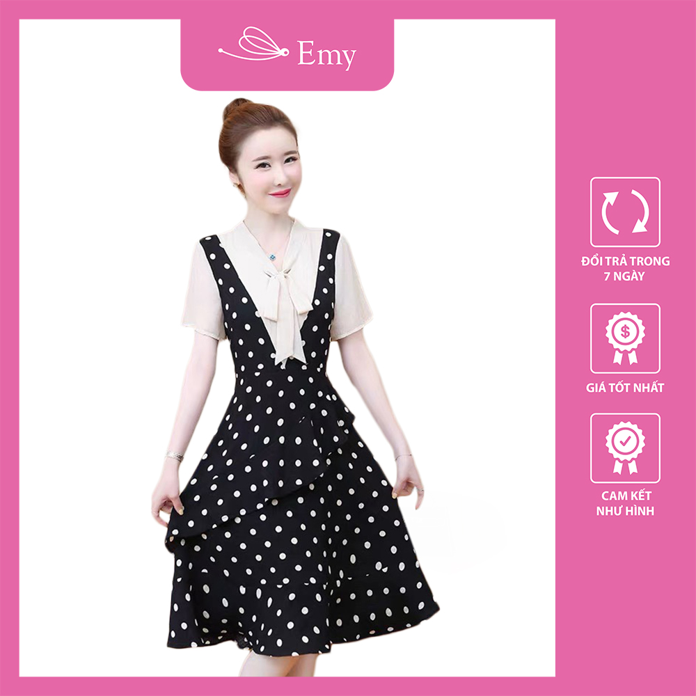 Đầm thiết kế cao cáp nơ cổ đủ size s,m,l,xl,xxl - 75665