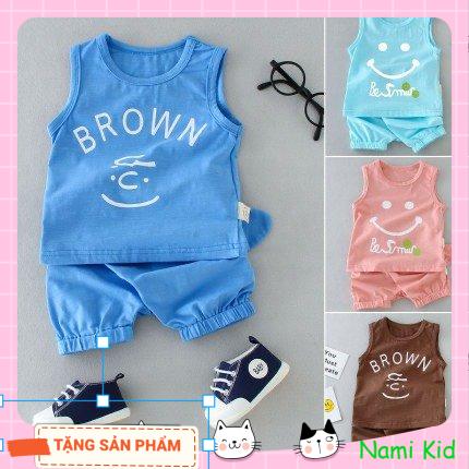 Bộ thun bé gái bé trai - bộ thun cotton brown quần tai thỏ bé trai bé gái 1-4 tuổi mặc hè -quần áo thời trang bé gái bé trai