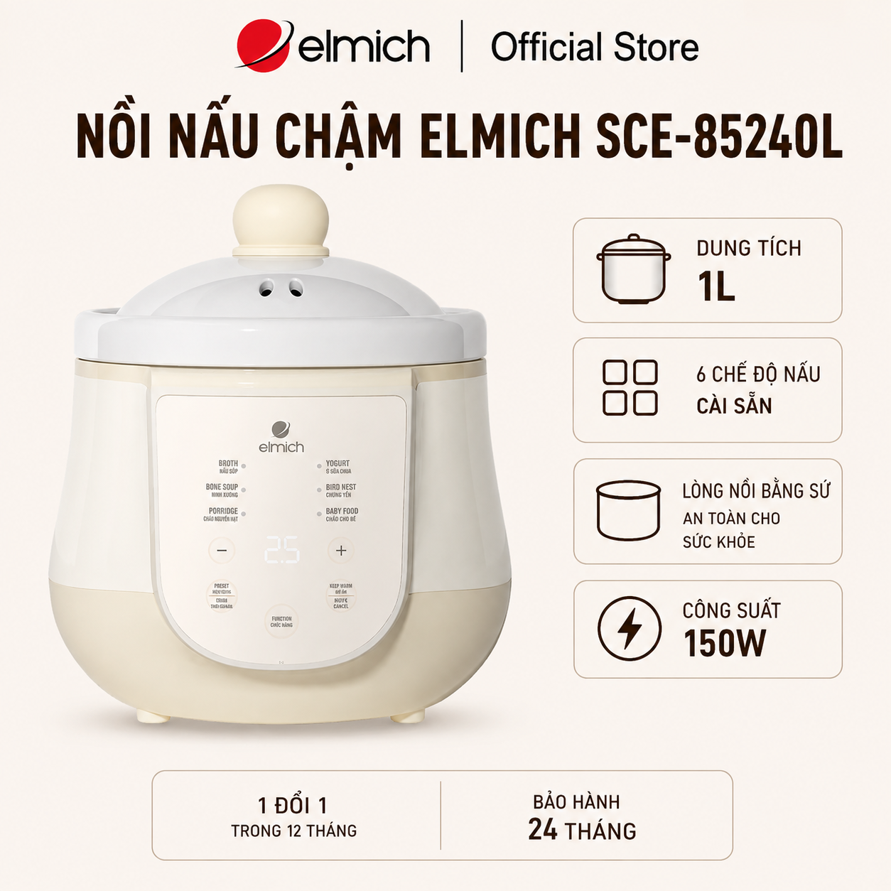 (Only June 25-29) Elmich Sce-8524Ol 1L Slow Cooker
