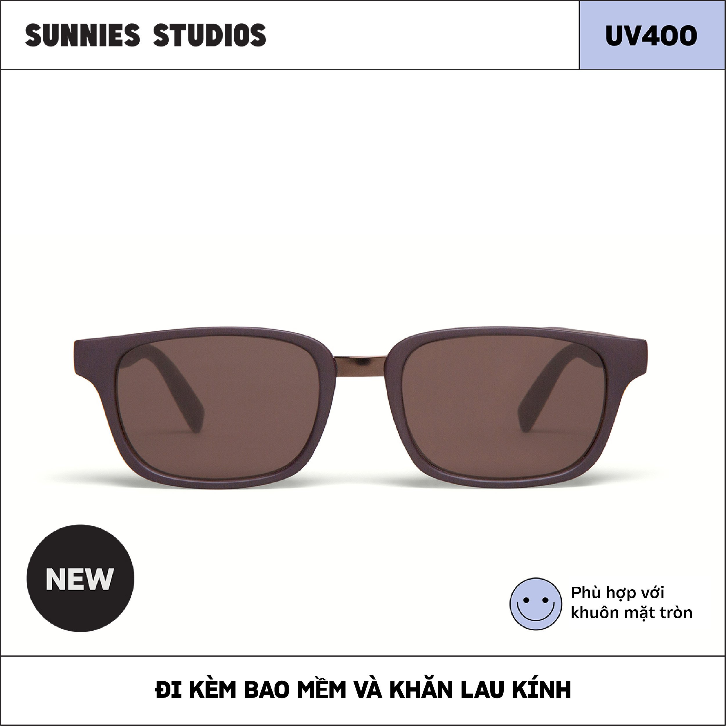 Kính mát Sunnies Studios Gọng Vuông Ridley in Sepia