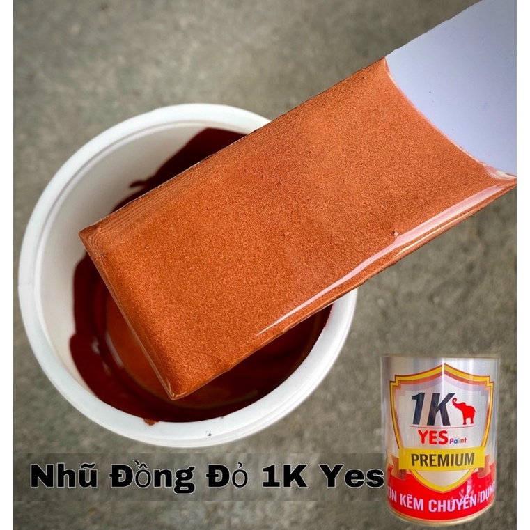Sơn Nhũ Đồng Đỏ 1K Yespaint 800gr, sơn trang trí, sơn sắt mạ kẽm, vẽ hoa văn chậu kiểng