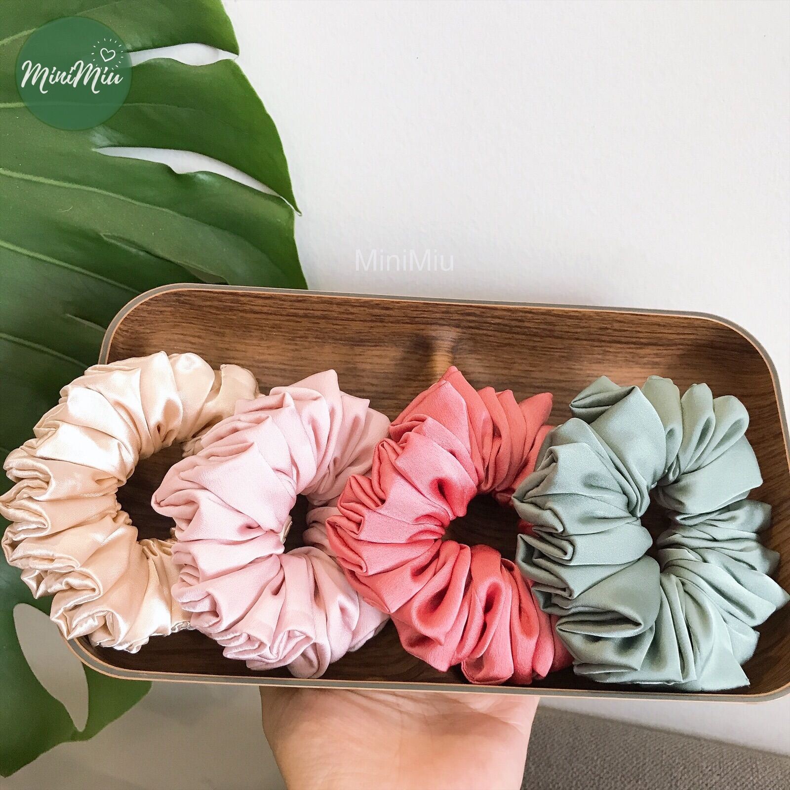 [HCM]Dây buộc tóc Scrunchies lụa Size S, bản rộng 3CM độ nhún dày chun co giãn tốt, dây cột tóc 100% handmade-MiniMiu