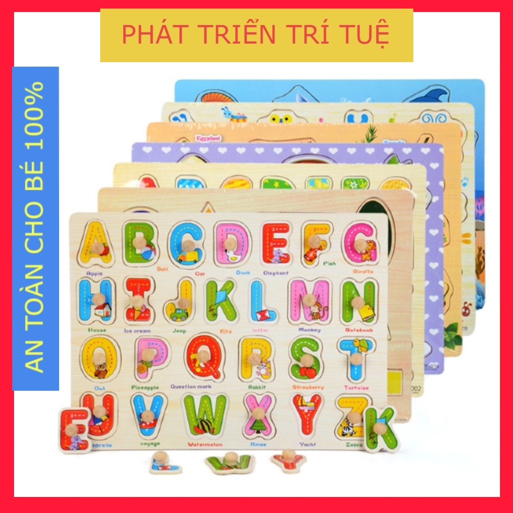 Đồ chơi bảng núm gỗ nhiều chủ đề cho bé