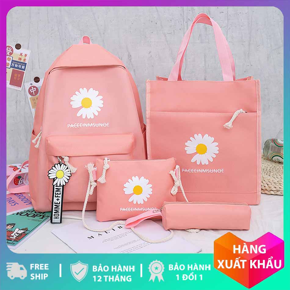 [HCM]Set 4 món balo  balo hoa cúc  balo nữ đi học  balo học sinh  balo đi chơi  balo nữ đi học hàn quốc  balo đi học nữ cấp 2  balo du lịch  balo nữ mini  baloo nữ  balô nữ  ba lô nữ   ba lo nữ  ba lo hoc sinh - B2020