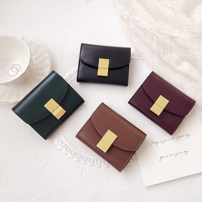 Ví card nữ mini da bóng nhiều ngăn - Ladies Short Wallet - bóp nữ ví nữ đựng card đựng thẻ đựng tiền cầm tay