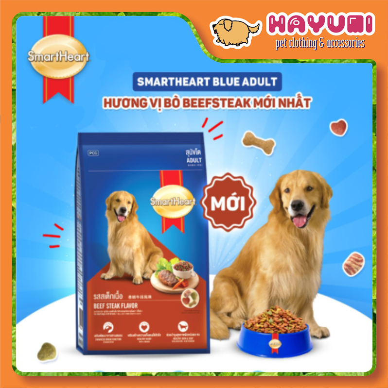 HẠT KHÔ SMARTHEART DÀNH CHO CHÓ TRƯỞNG THÀNH - VỊ BÒ NƯỚNG