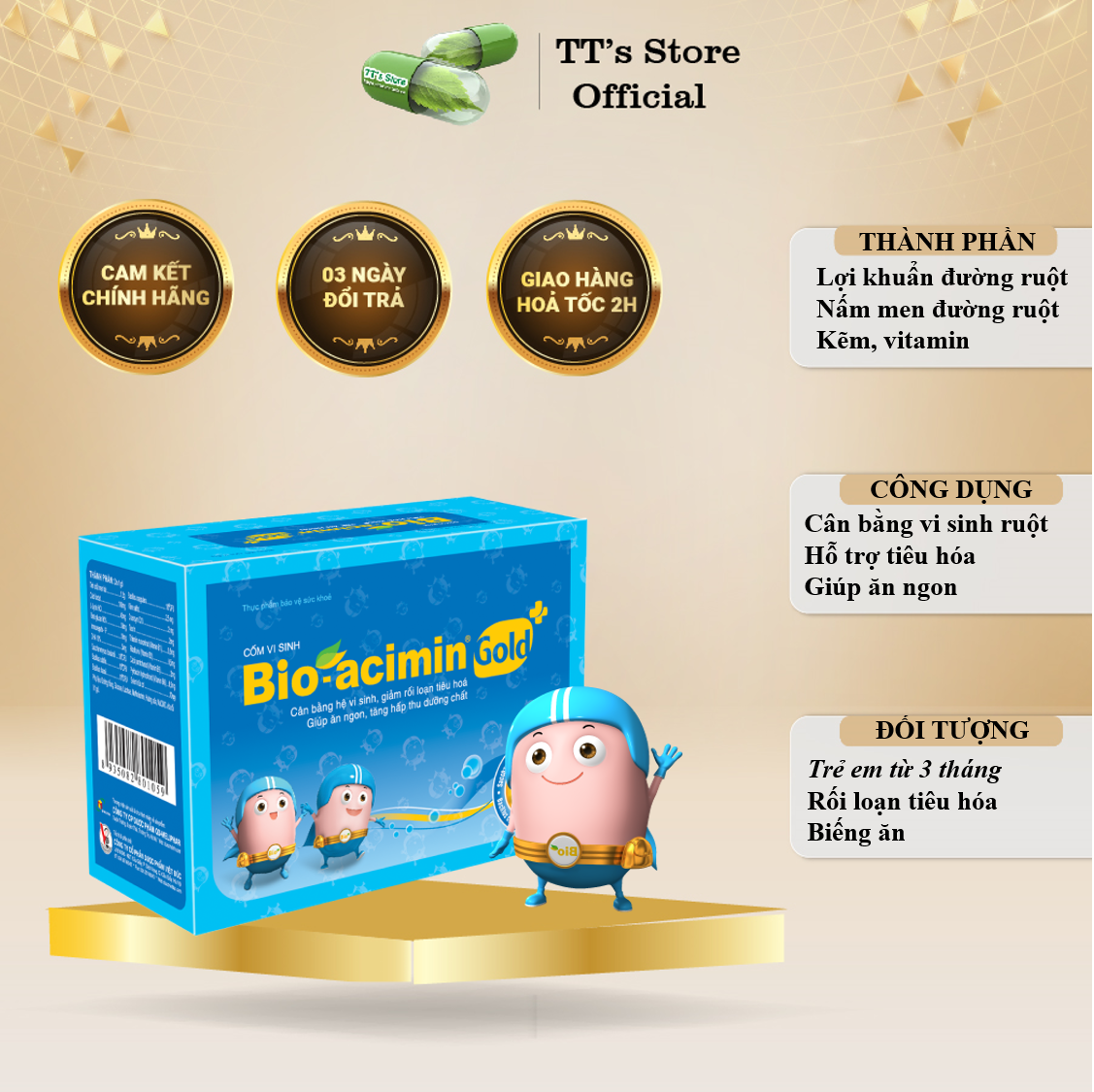 Bio-Acimin Gold - Men vi sinh men tiêu hoá rối loạn tiêu hoá - Bioacimin