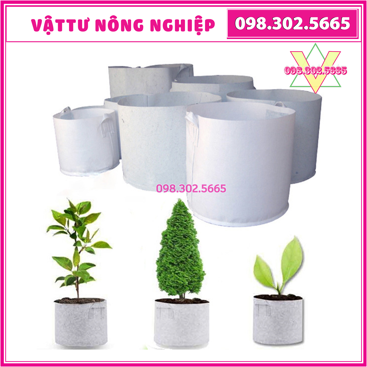 Combo 10 Túi vải địa ươm, trồng cây Kích thước 40x35cm có quai xách - Chậu vải địa không dệt