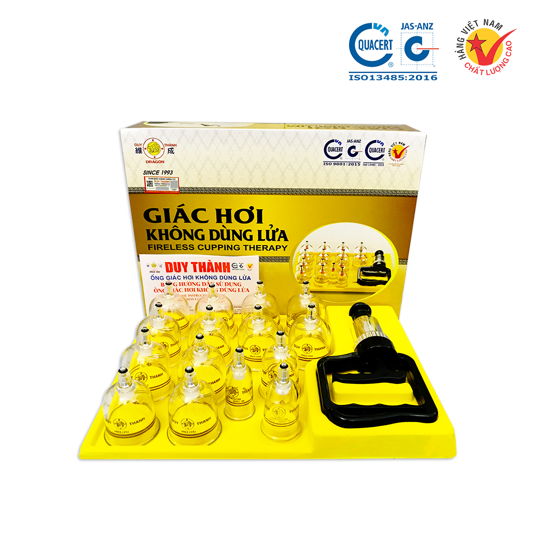 Duy Thanh Fireless Cupping Therapy Equipment YGH03 Set with 15 Cups is