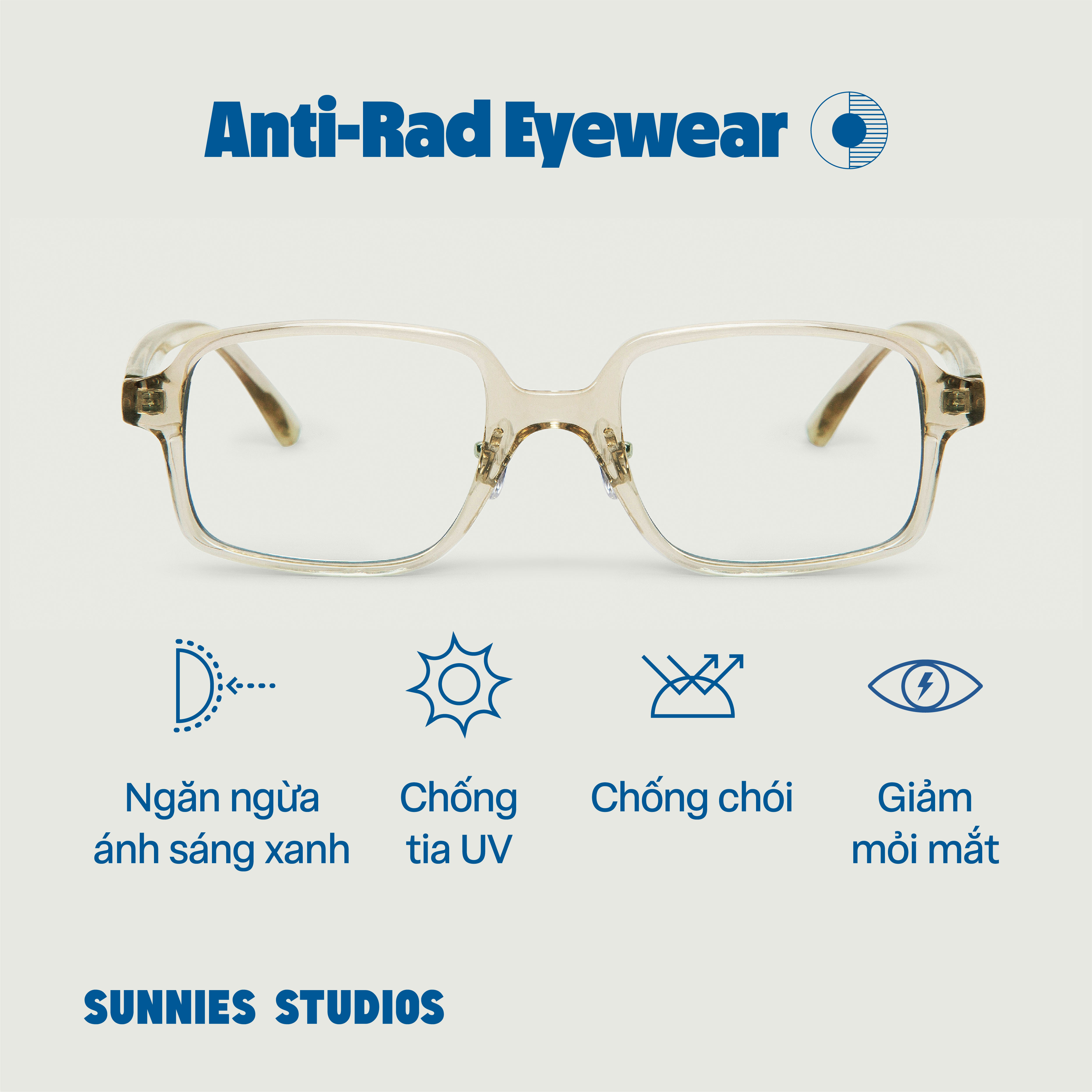 Kính Sunnies Studios Chống Ánh Sáng Xanh Gọng Vuông Idris Jellyfish