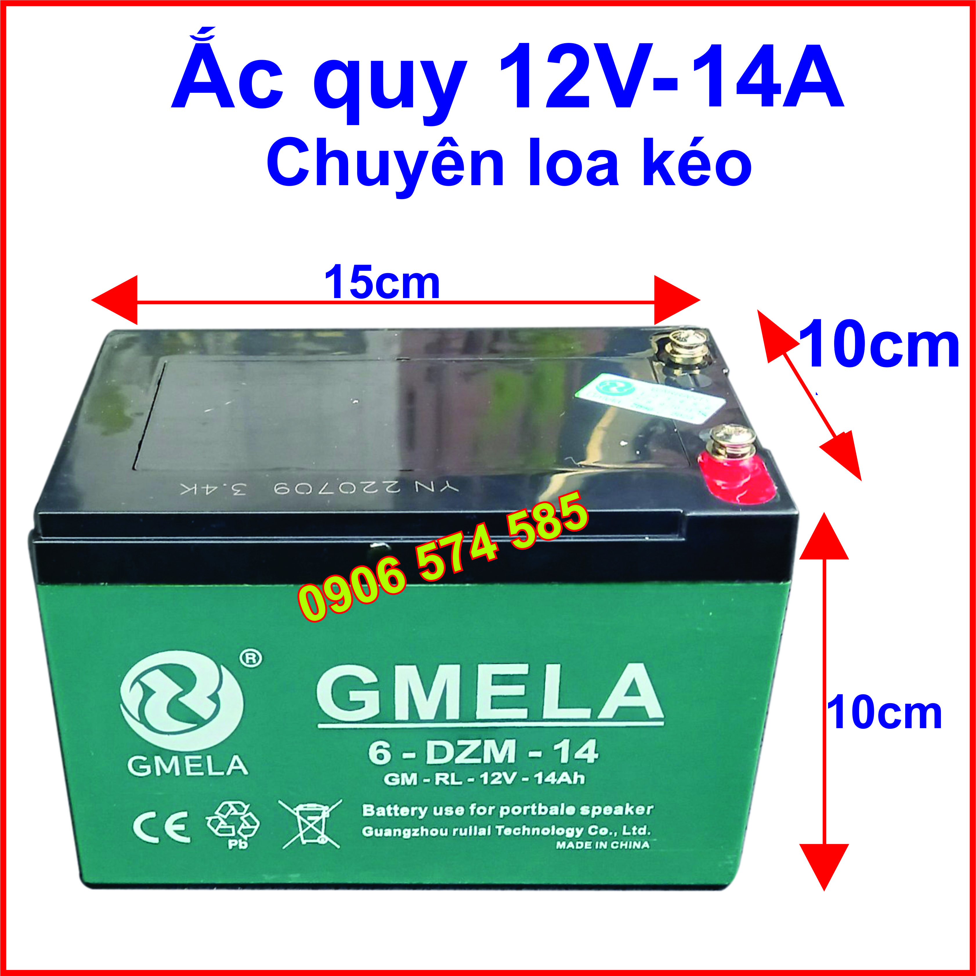 Bình ắc quy khô 12v - 14a cho xe đạp điện, loa kẹo kéo