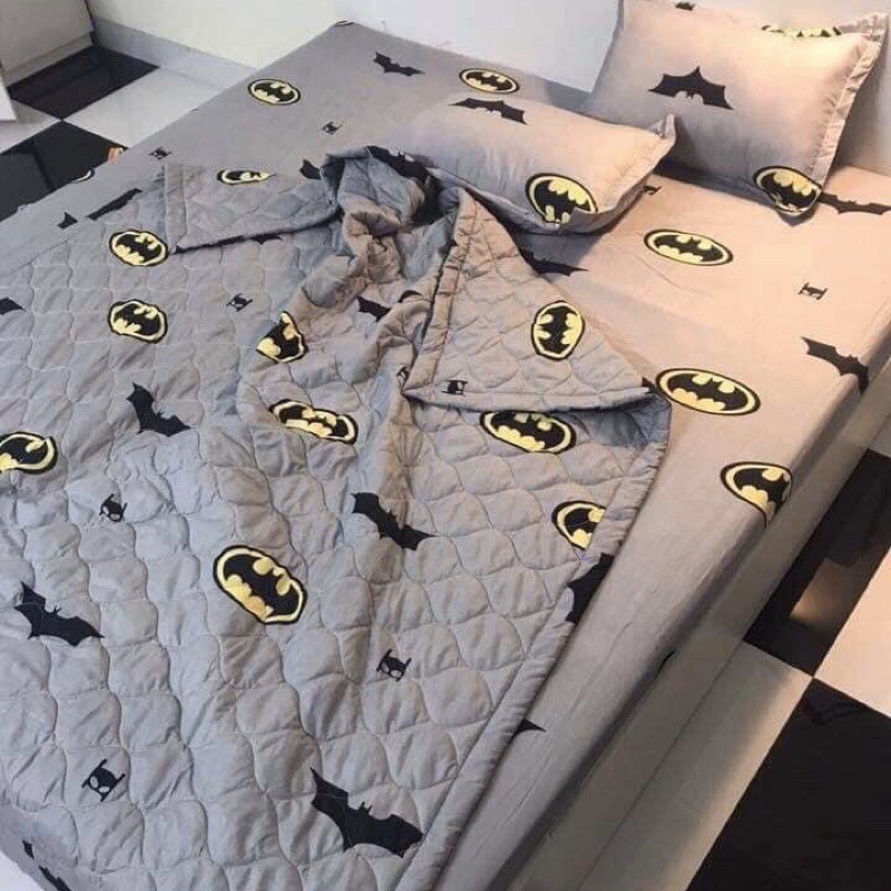 (Siêu đẹp) Mền trần gòn, chăn hè chần bông 3 lớp poly cotton thoáng khí mẫu BATMAN -Loại bông sạch, đẹp