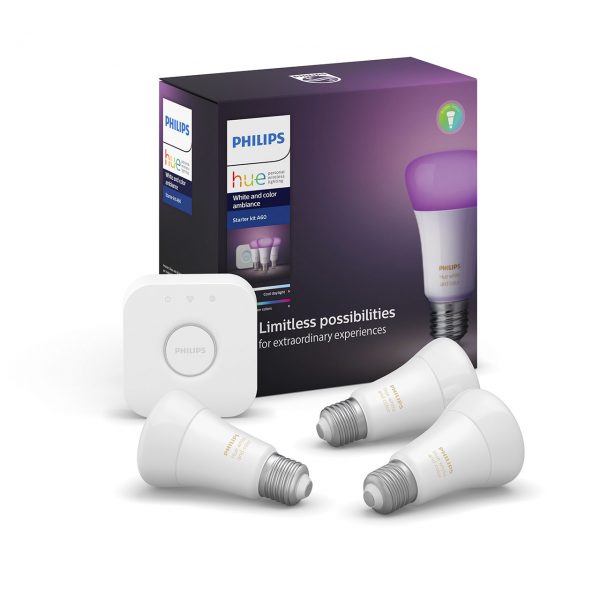 Bộ 3 Bóng Đèn Philips Hue White and Color Ambiance Starter Kit E27 Bluetooth | Đã bao gồm Hue Bridge| Bảo hành 2 Năm