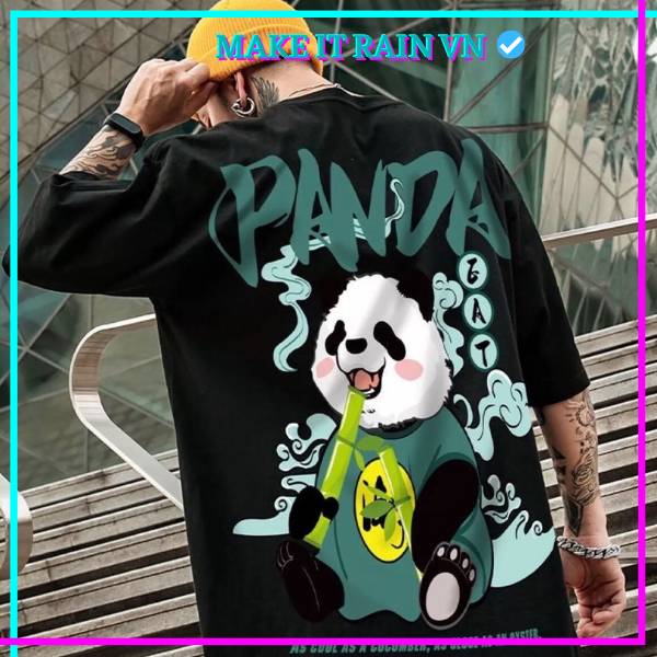Áo Thun Tay Lỡ Unisex GẤU TRÚC PANDA Make It Rain VN, Áo Phông Form Rộng, có hình ảnh video thật A48