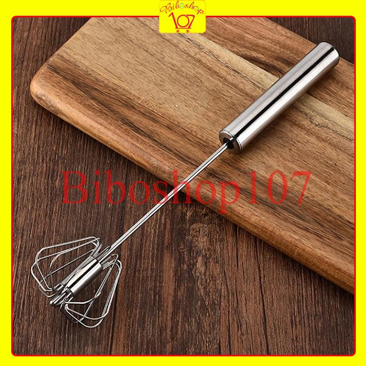 Phới lồng đánh trứng, tạo bọt cafe trục tự xoay bằng inox cao cấp 25cm