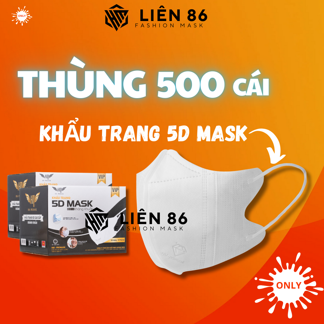 Thùng 500 cái khẩu trang 5D mask Hm pro mask 3 lớp kháng khuẩn, chống nắng, ngăn bụi