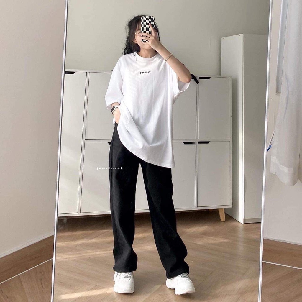 Set đồ nữ, set bộ áo thun trắng mix quần ống suông hàng loại 1